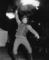 New Year’s Eve 2016 – Vancouver, Canada: Fire Eater with Flaming Torches Performs at Canada Place