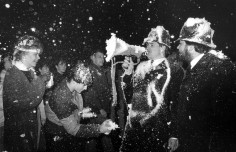 New Year’s Eve 1985 – London, England: British Bobbies in a Shaving Crème Fight