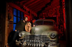 An old barn easily accepted red gels, while the blue window light was enhanced by a coating of dirt and dust. When lighting with gels, make sure the key light is gridded to keep any spill from spoiling the background color.