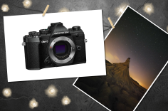 OM SYSTEM OM-5 Mirrorless Camera (left) and a sample image (right)