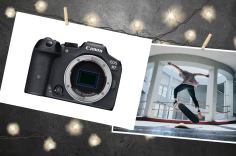 Canon EOS R7 Mirrorless Camera (left) and a sample image (right)