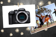 Canon EOS R10 Mirrorless Camera (left) and a sample image (right)