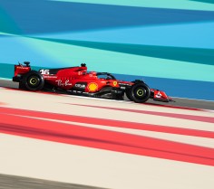 Painted runoff areas make for fun use of color with the right shutter speed as the Ferrari does laps during testing in Bahrain. Nikon D5, ISO 50, 200 mm f/13 lens at 1/80, Exposure compensation: 1.