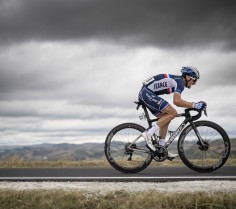 French cyclist Julian Alaphilippe (Deceuninck-QuickStep) soloing towards the rainbow stripes. Men’s Elite Road Race from Imola to Imola. 87th UCI Road World Championships 2020. Nikon D850, 50mm, f/1.4