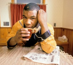 Mike Tyson drinking hot chocolate, Camille Ewald and Cus D'Amato's kitchen, Catskill, NY, 1987.