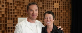 Benedict Cumberbatch and Olivia Colman on a press junket for their movie “The Roses,” August 2025.