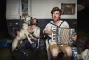 Tree Planters Evan Bull and Max Patzelt (on accordion), with Ernest, 2016