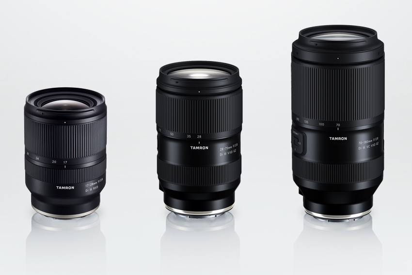 17-28mm F/2.8 Di III RXD (Left), 28-75mm F/2.8 Di III VXD G2 (Middle), 70-180mm f/2.8 Di III VC VXD G2 (Right)